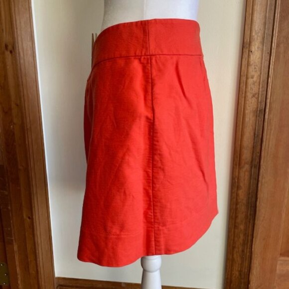 J. CREW Orange Double Serge Cotton Mini A Line Skirt 10 - Picture 11 of 13